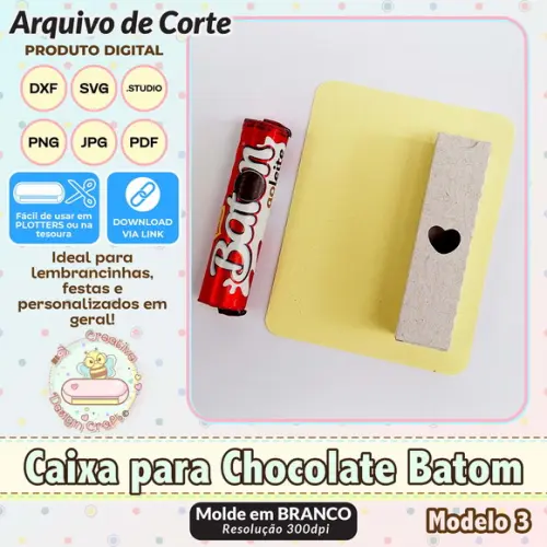 Arquivo de Corte Silhouette Caixa para Chocolate Batom 3