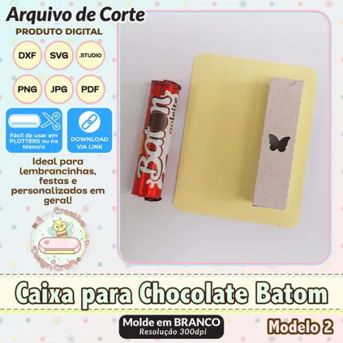 Arquivo de Corte Silhouette Caixa para Chocolate Batom 2