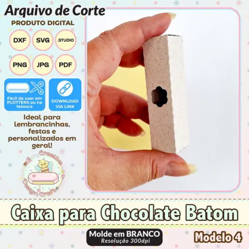 Arquivo de Corte Silhouette Caixa para Chocolate Batom 4