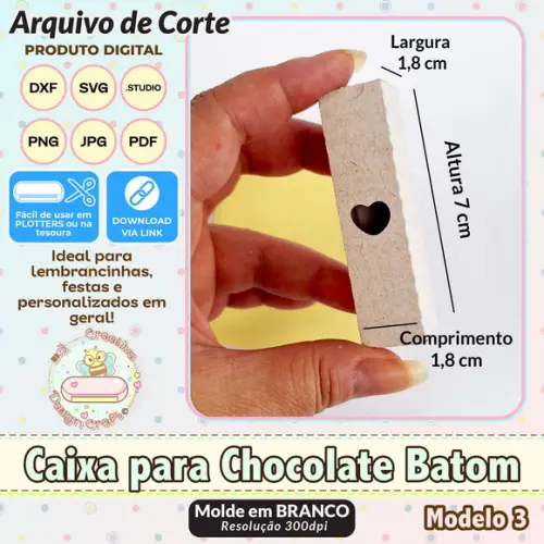 Arquivo de Corte Silhouette Caixa para Chocolate Batom 3