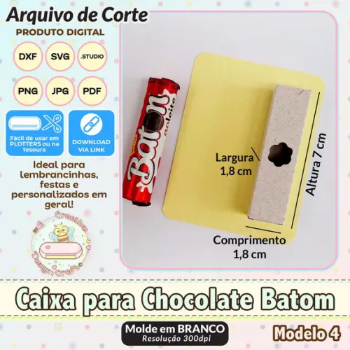 Arquivo de Corte Silhouette Caixa para Chocolate Batom 4