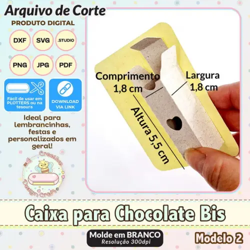 Arquivo de Corte Silhouette Caixa para Chocolate Bis 2