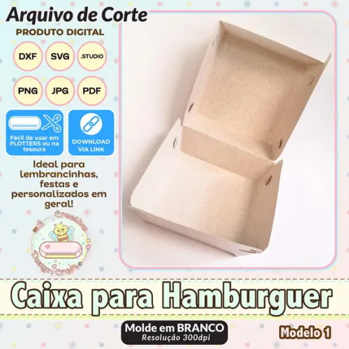 Arquivo de Corte Silhouette Caixa para Hamburguer