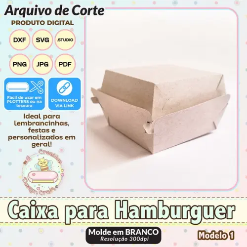 Arquivo de Corte Silhouette Caixa para Hamburguer