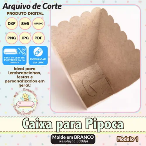 Arquivo de Corte Silhouette Caixa para Pipoca