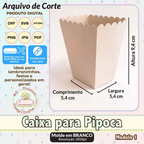 Arquivo de Corte Silhouette Caixa para Pipoca