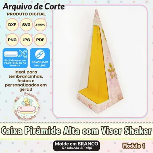 Arquivo de Corte Silhouette Caixa Pirâmide Alta Visor Shaker