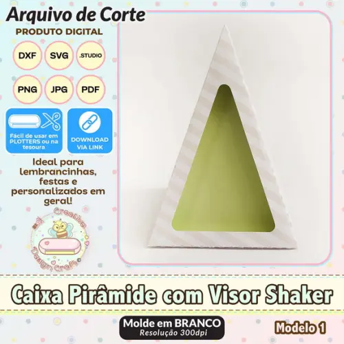 Arquivo de Corte Silhouette Caixa Pirâmide com Visor 1
