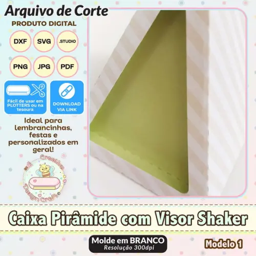 Arquivo de Corte Silhouette Caixa Pirâmide com Visor 1