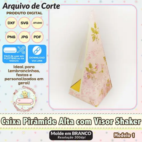 Arquivo de Corte Silhouette Caixa Pirâmide Alta Visor Shaker