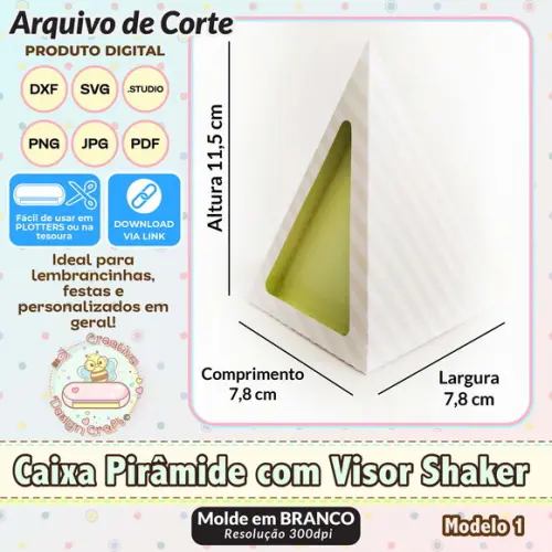 Arquivo de Corte Silhouette Caixa Pirâmide com Visor 1