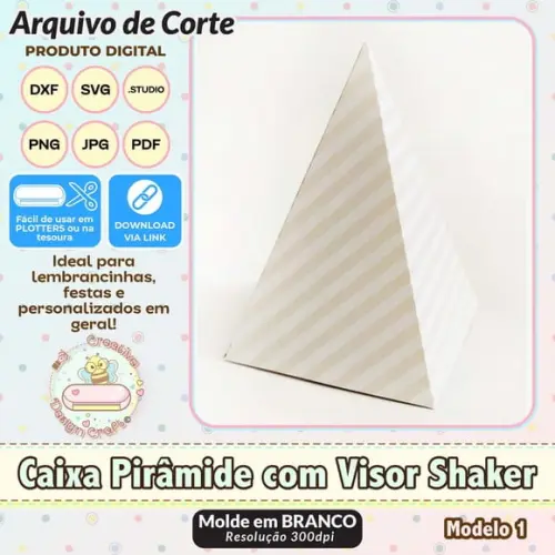 Arquivo de Corte Silhouette Caixa Pirâmide com Visor 1