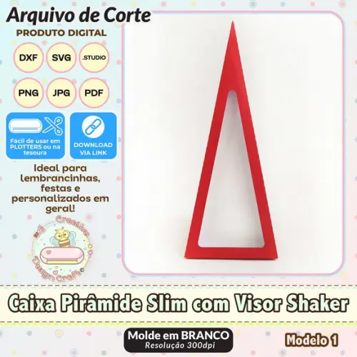 Arquivo de Corte Silhouette Caixa Pirâmide Slim Visor Shaker