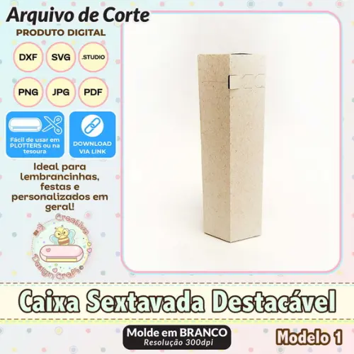 Arquivo de Corte Silhouette Caixa Sextavada Destacável 1