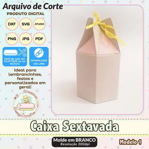 Arquivo de Corte Silhouette Caixa Sextavada Modelo 1