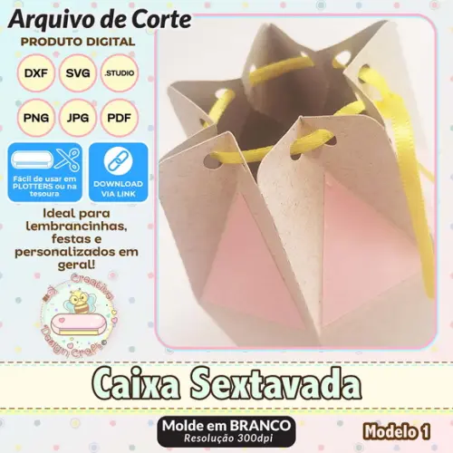 Arquivo de Corte Silhouette Caixa Sextavada Modelo 1
