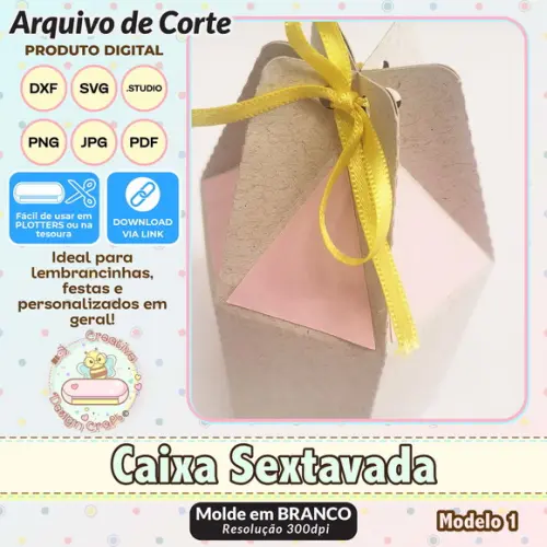 Arquivo de Corte Silhouette Caixa Sextavada Modelo 1