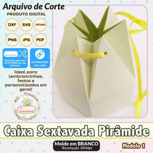 Arquivo de Corte Silhouette Caixa Sextavada Pirâmide