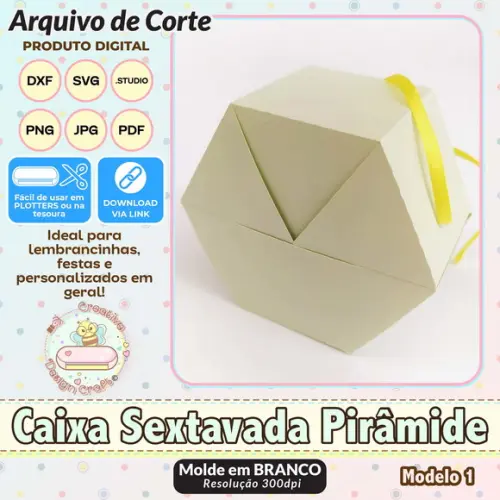 Arquivo de Corte Silhouette Caixa Sextavada Pirâmide