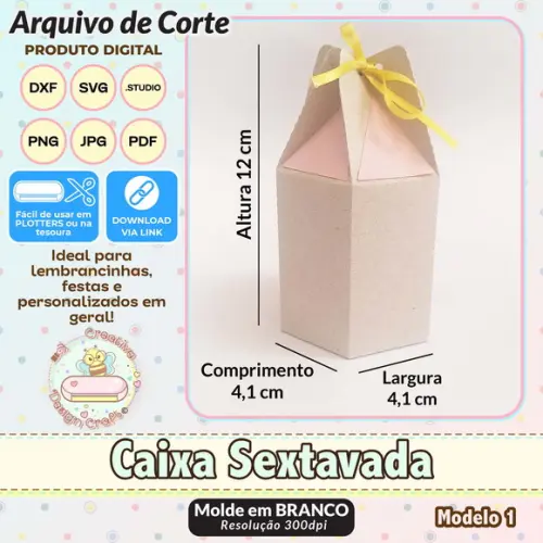 Arquivo de Corte Silhouette Caixa Sextavada Modelo 1