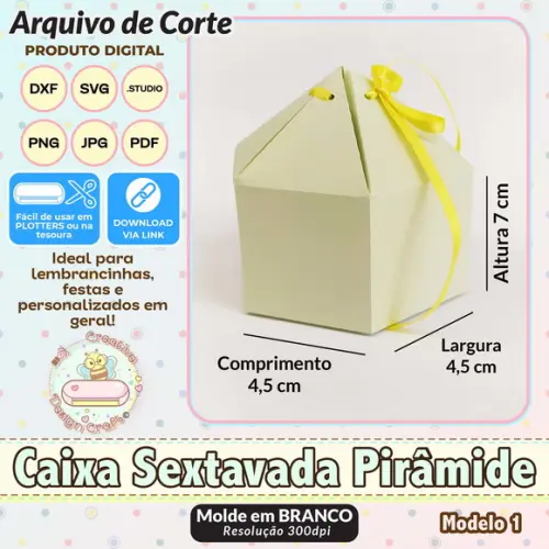 Arquivo de Corte Silhouette Caixa Sextavada Pirâmide