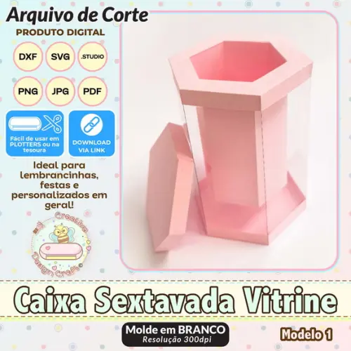 Arquivo de Corte Silhouette Caixa Sextavada Vitrine Modelo 1
