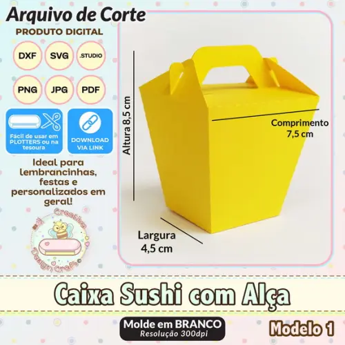 Arquivo de Corte Silhouette Caixa Sushi com Alça