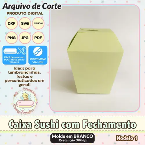 Arquivo de Corte Silhouette Caixa Sushi com Fechamento