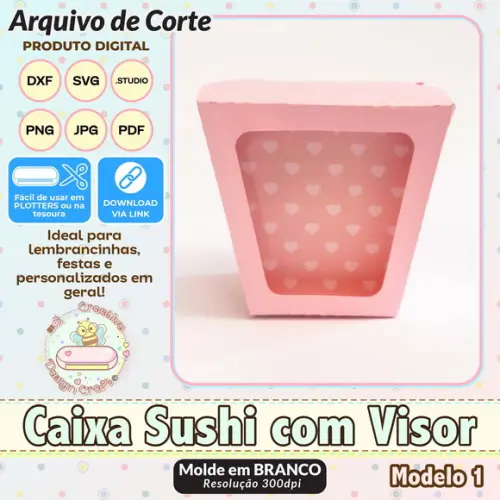 Arquivo de Corte Silhouette Caixa Sushi com Visor