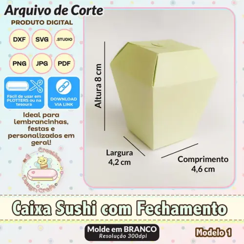 Arquivo de Corte Silhouette Caixa Sushi com Fechamento
