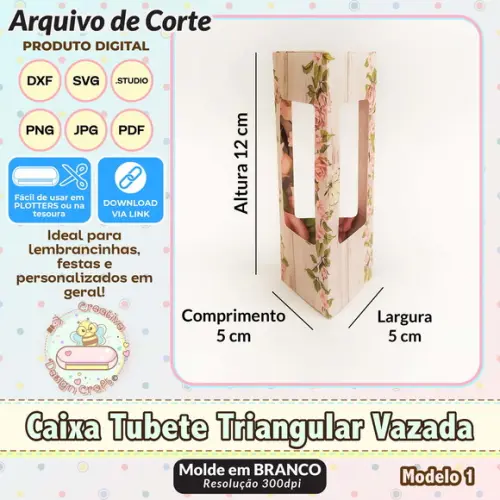 Arquivo de Corte Silhouette Caixa Tubete Triangular Vazada