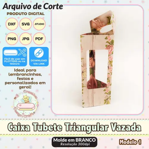 Arquivo de Corte Silhouette Caixa Tubete Triangular Vazada