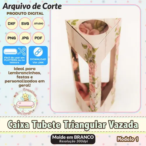 Arquivo de Corte Silhouette Caixa Tubete Triangular Vazada