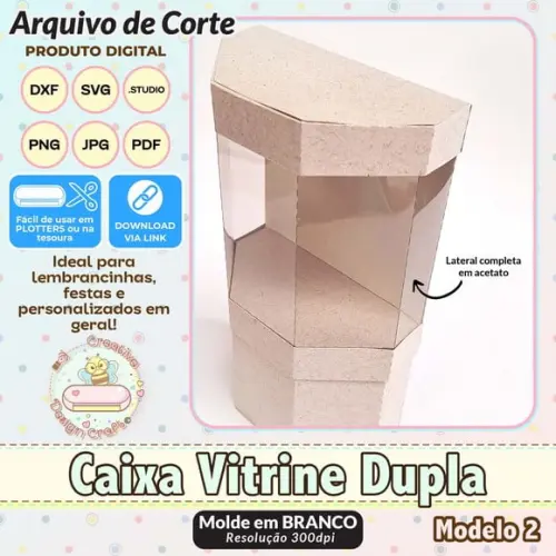 Arquivo de Corte Silhouette Caixa Vitrine Dupla Modelo 2