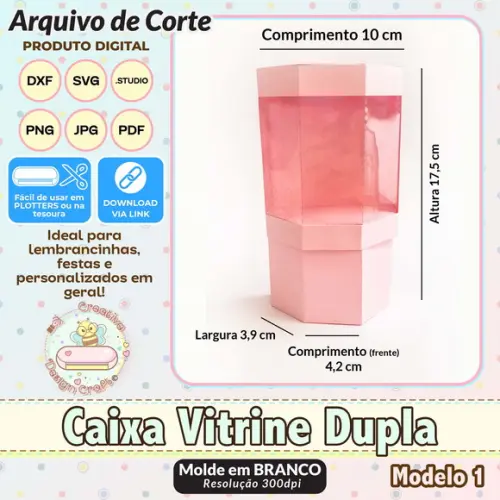 Arquivo de Corte Silhouette Caixa Vitrine Dupla Modelo 1