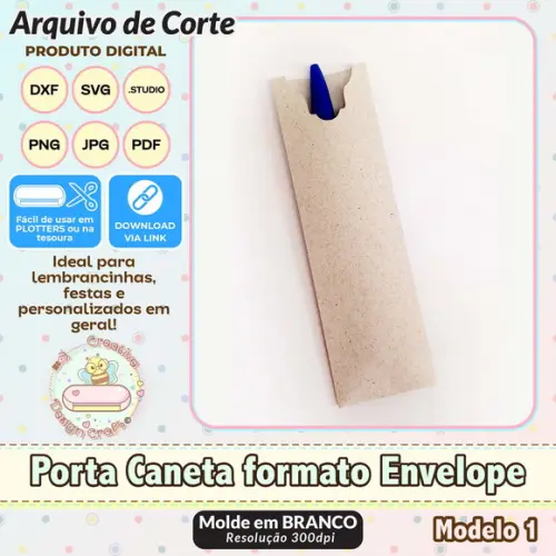Arquivo de Corte Silhouette Porta Caneta Formato Envelope 1