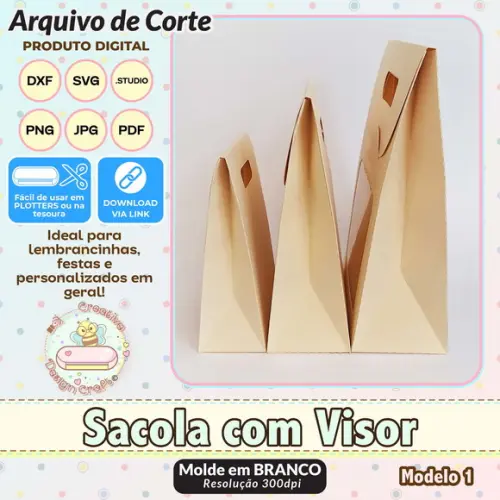 Arquivo de Corte Silhouette Sacola com Visor Modelo 1