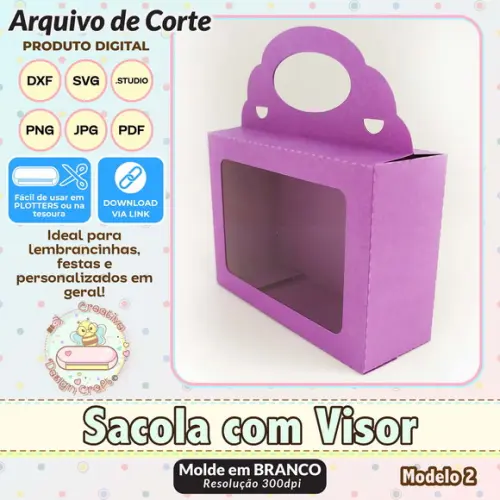 Arquivo de Corte Silhouette Sacola com Visor Modelo 2