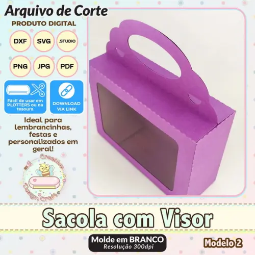 Arquivo de Corte Silhouette Sacola com Visor Modelo 2