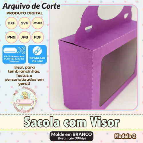 Arquivo de Corte Silhouette Sacola com Visor Modelo 2