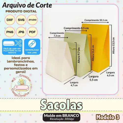 Arquivo de Corte Silhouette Sacola Modelo 3