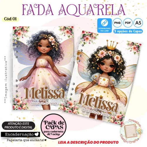 Arquivo Digital Capas Caderneta de Saúde Fada Aquarela - 1