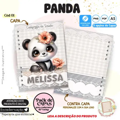Arquivo Digital Capas Caderneta de Saúde Panda Menina - 1