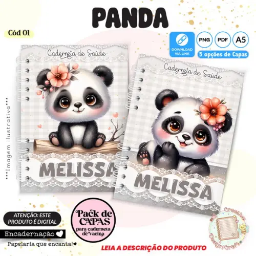 Arquivo Digital Capas Caderneta de Saúde Panda Menina - 1