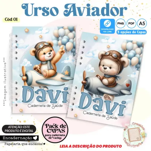 Arquivo Digital Capas Caderneta de Saúde Ursinho Aviador - 1