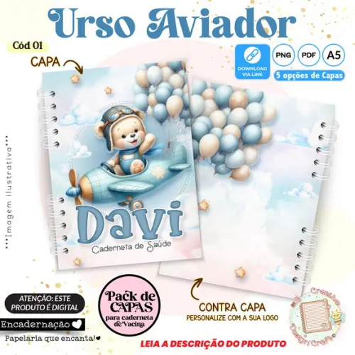 Arquivo Digital Capas Caderneta de Saúde Ursinho Aviador - 1