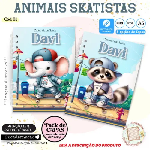 Arquivo Digital Capas Caderneta Saúde Animais Skatistas 01