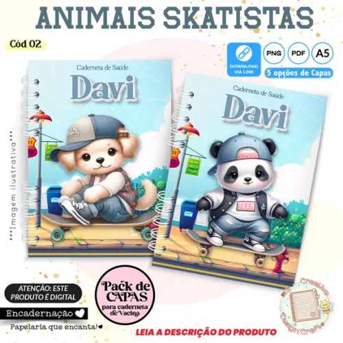 Arquivo Digital Capas Caderneta Saúde Animais Skatistas 02