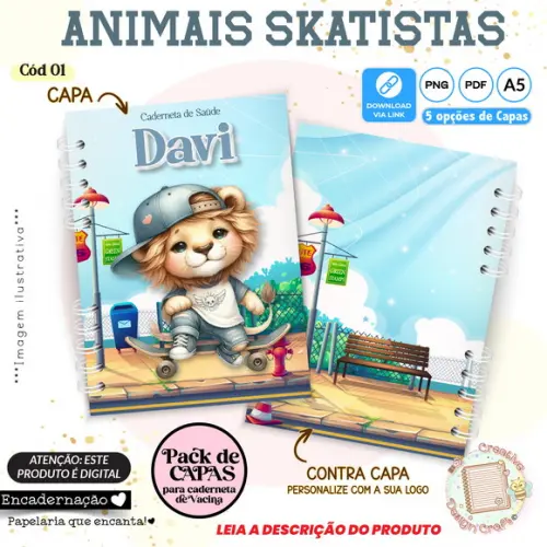 Arquivo Digital Capas Caderneta Saúde Animais Skatistas 01