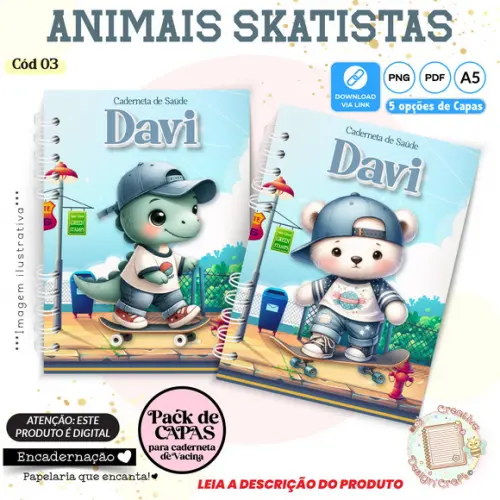 Arquivo Digital Capas Caderneta Saúde Animais Skatistas 03